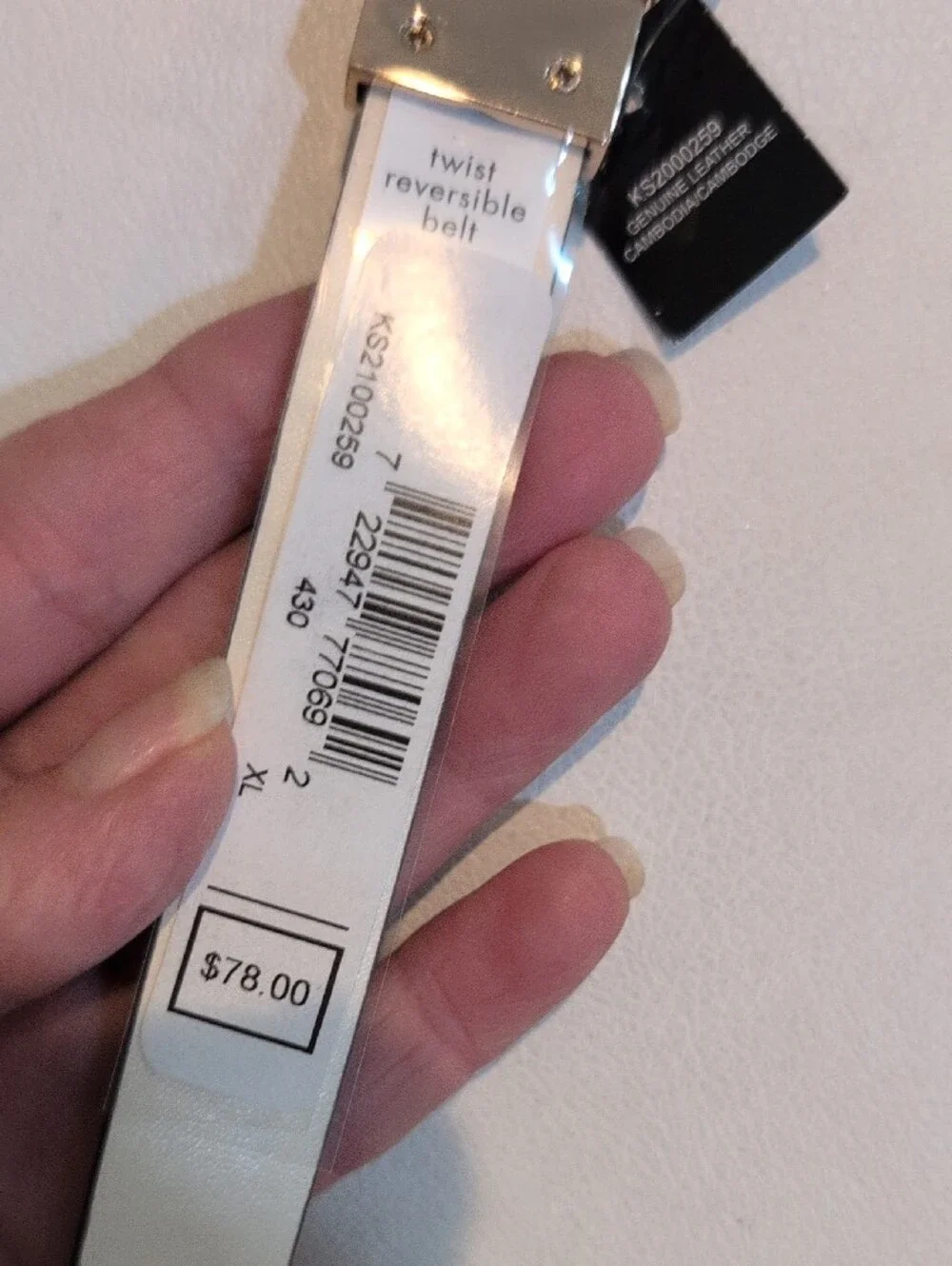 kate spade Blue And White reverseable Belt with Crystal Spade Buckle NWT